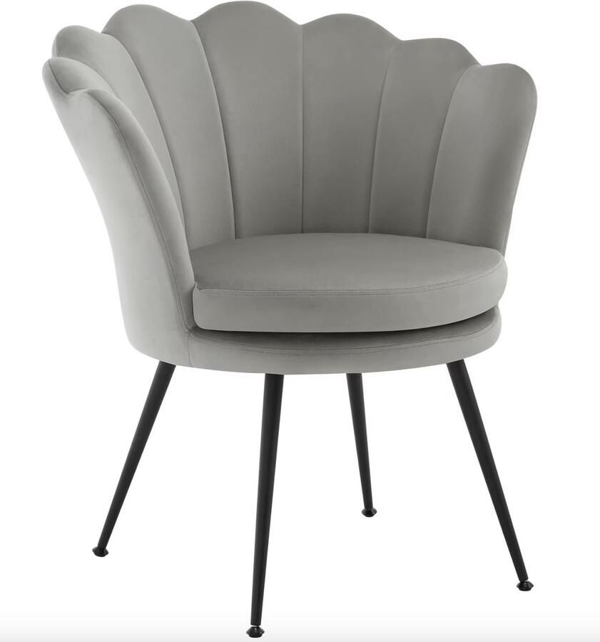 J&R Stoel Eetkamerstoel Eettafel stoel Fauteuil Babykamer stoel Leesstoel fluwelen stoel fluweel Grijs