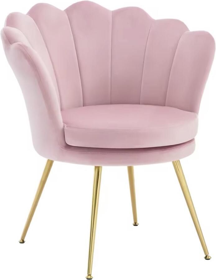 J&R Stoel Eetkamerstoel Eettafel stoel Fauteuil Babykamer stoel Leesstoel fluwelen stoel fluweel Roze