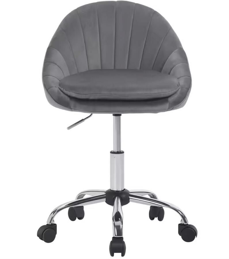J&R Stoel Kaptafel stoel Fluwelen Bureaustoel Cosmetisch Make-up Bureau Op wielen Hoogte instelbaar Fluweel Velvet Donkergrijs Grijs