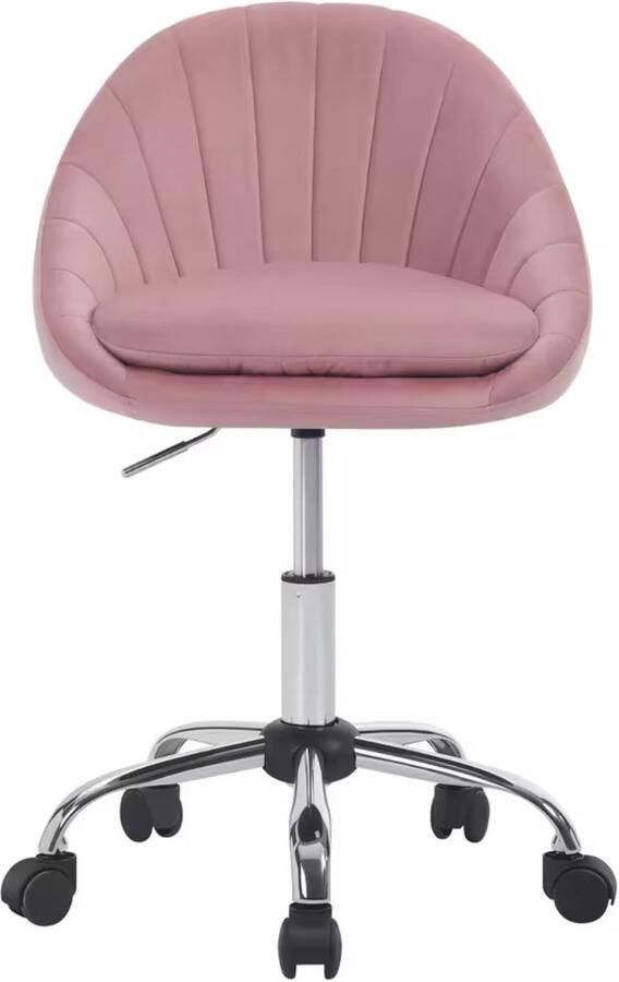 J&R Stoel Kaptafel stoel Fluwelen Bureaustoel Cosmetisch Make-up Bureau Op wielen Hoogte instelbaar Fluweel Velvet Roze