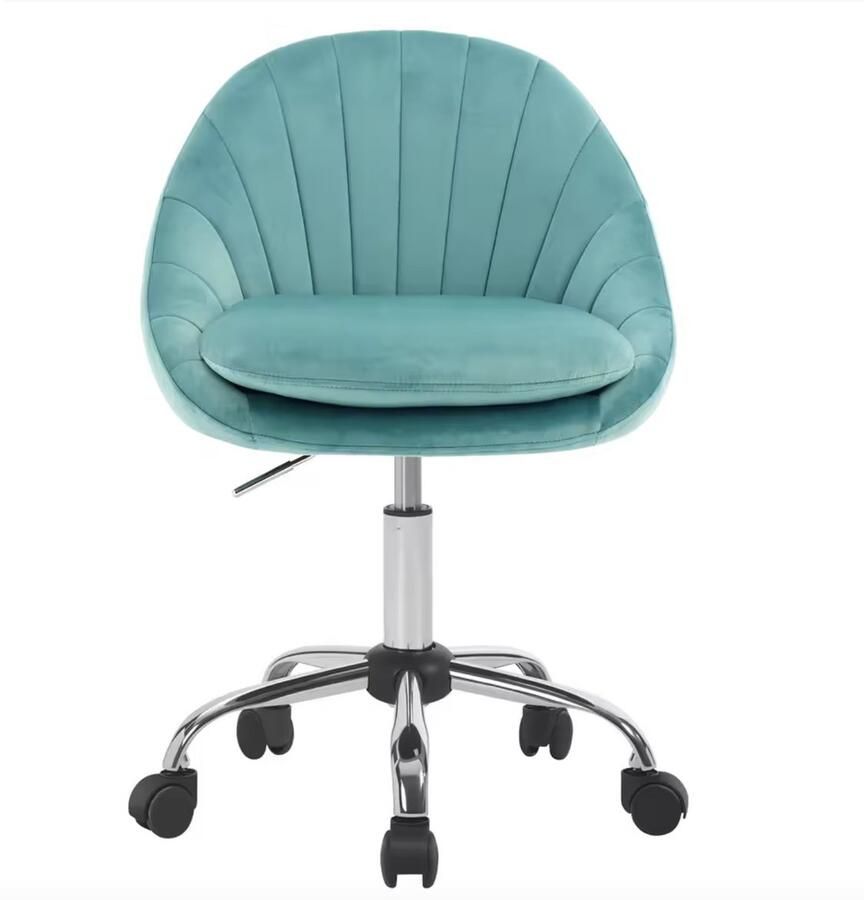 J&R Stoel Kaptafel stoel Fluwelen Bureaustoel Cosmetisch Make-up Bureau Op wielen Hoogte instelbaar Fluweel Velvet Turquoise