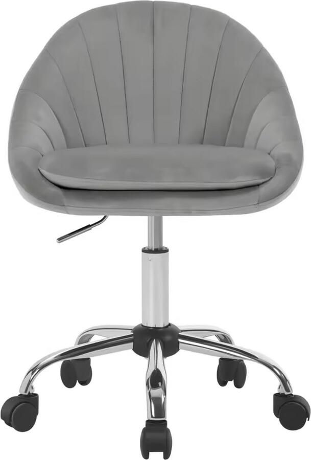 J&R Stoel Kaptafel stoel Fluwelen Bureaustoel Cosmetisch Make-up Bureau Op wielen Hoogte instelbaar Fluweel Velvet Lichtgrijs Grijs