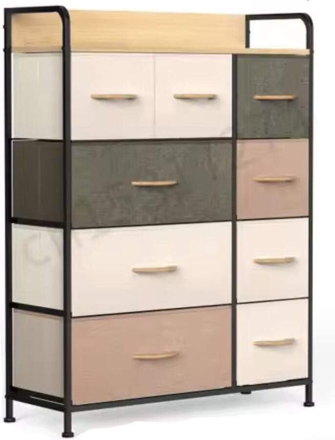 J&R Stoffen Ladekast Ladenkast Ladekast slaapkamer Stoffen lades Uitneembare lades Opvouwbare lades Houten handgreep kleuren 9 lades - Foto 2