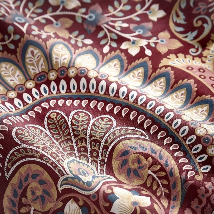 Jacobijns geïnspireerd damast dekbed set wijnkleur 1 stuk eenpersoons