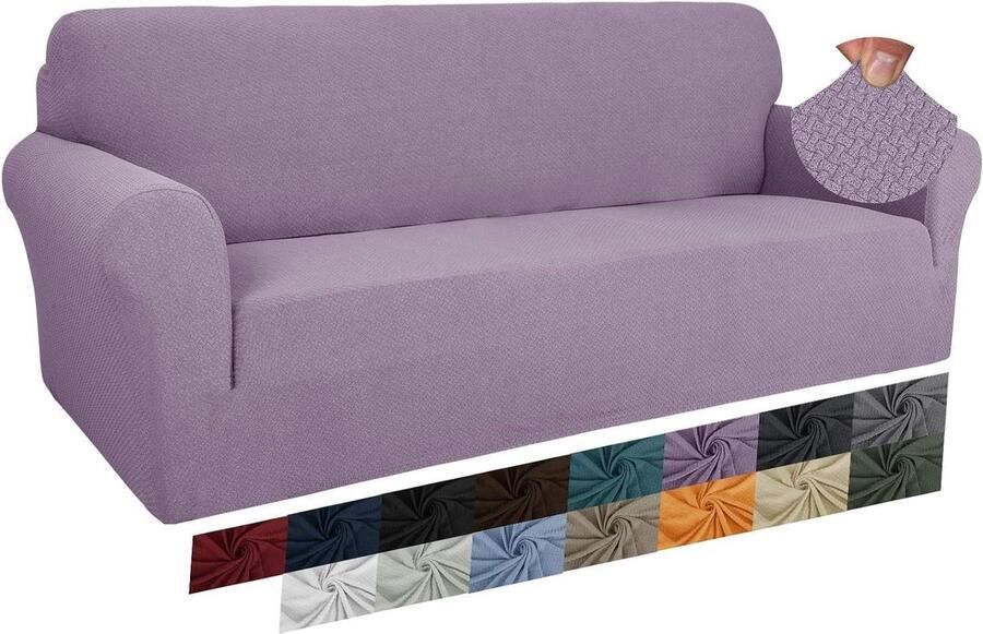 Jacquard bankovertrek 3-zits super stretch antislip huisdiervriendelijk 1-delige elastische honden bankovertrek lichtpaars