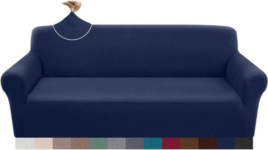 Jacquard bankovertrek 4-zits extra grote antislip universele elastische meubelbeschermer voor honden katten huisdieren marineblauw hond kat sofa