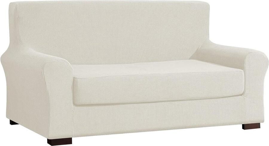 Jacquard bankovertrek en kussensloop meubelbescherming 2-stuks roomwit elastisch