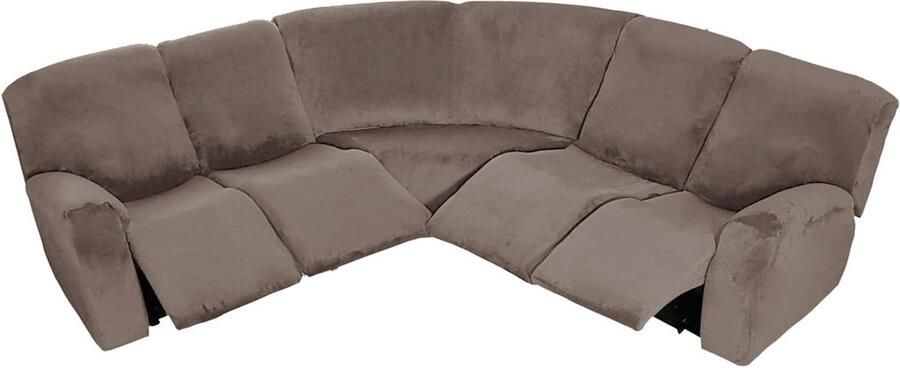 Jacquard Elastische Hoekbank 5-zits hoekbank 7 stuks lichtbruin universel ontwerp