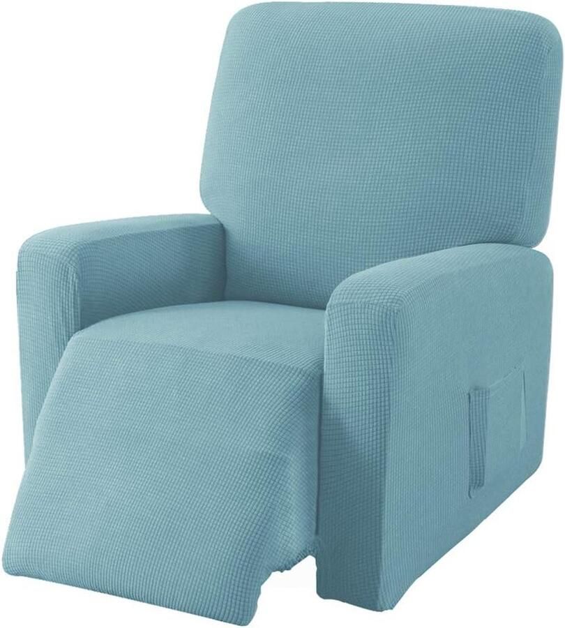 Jacquard fauteuilhoes fauteuilbeschermer stretchhoes voor relaxstoel complete elastische hoes voor tv-stoel ligstoel fauteuil (denimblauw)