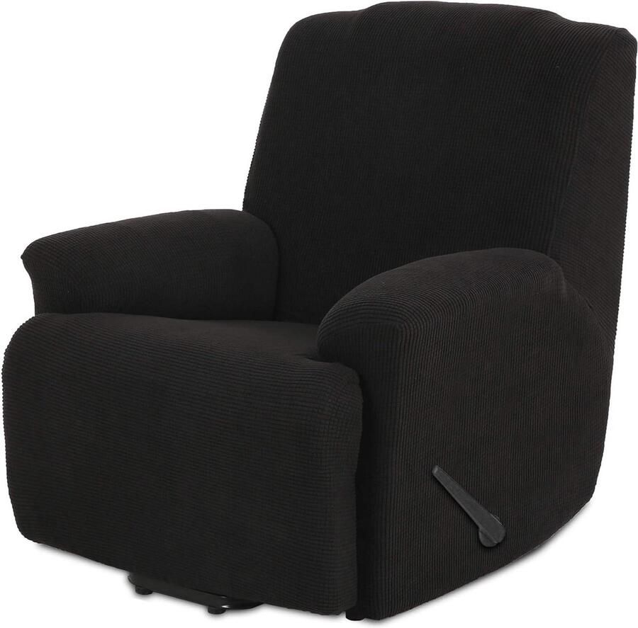 Jacquard Hoes 1-Zits Fauteuil Stretchhoes Voor Relaxfauteuil Zwart