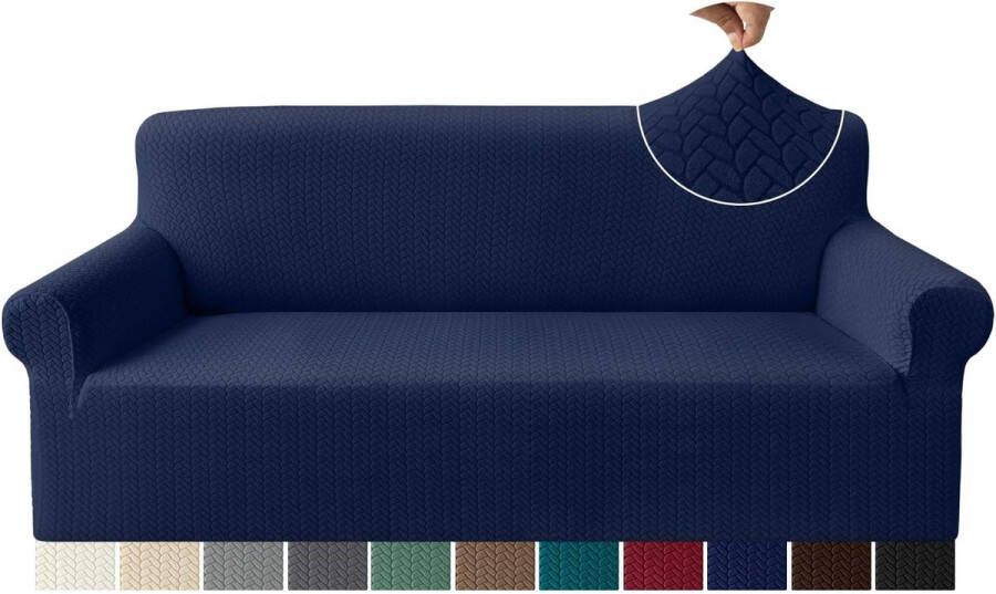 Jacquard Sofa Cover (3 maten donkerblauw)