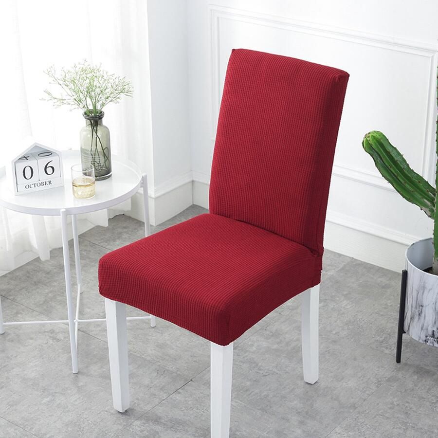 Jacquard stoelhoes 4-pack eetkamerstoelhoes elastische stoelhoes tweezijdig elastische afneembare stoelhoes zeer eenvoudig te reinigen (rood 4 stuks)