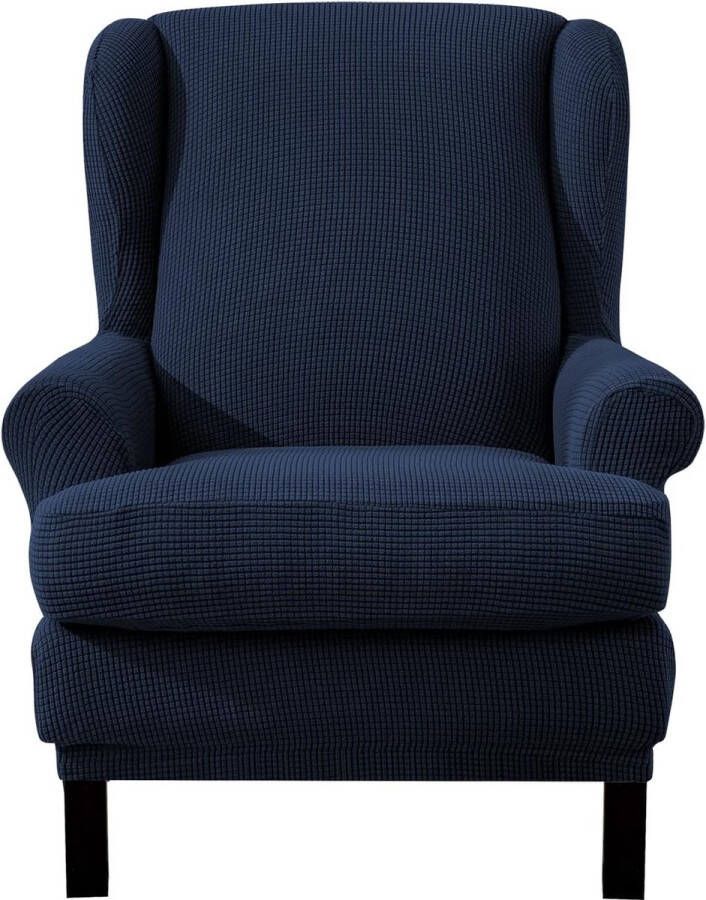 Jacquard stoelhoes elastisch stretch hoes voor fauteuils (diepblauw)