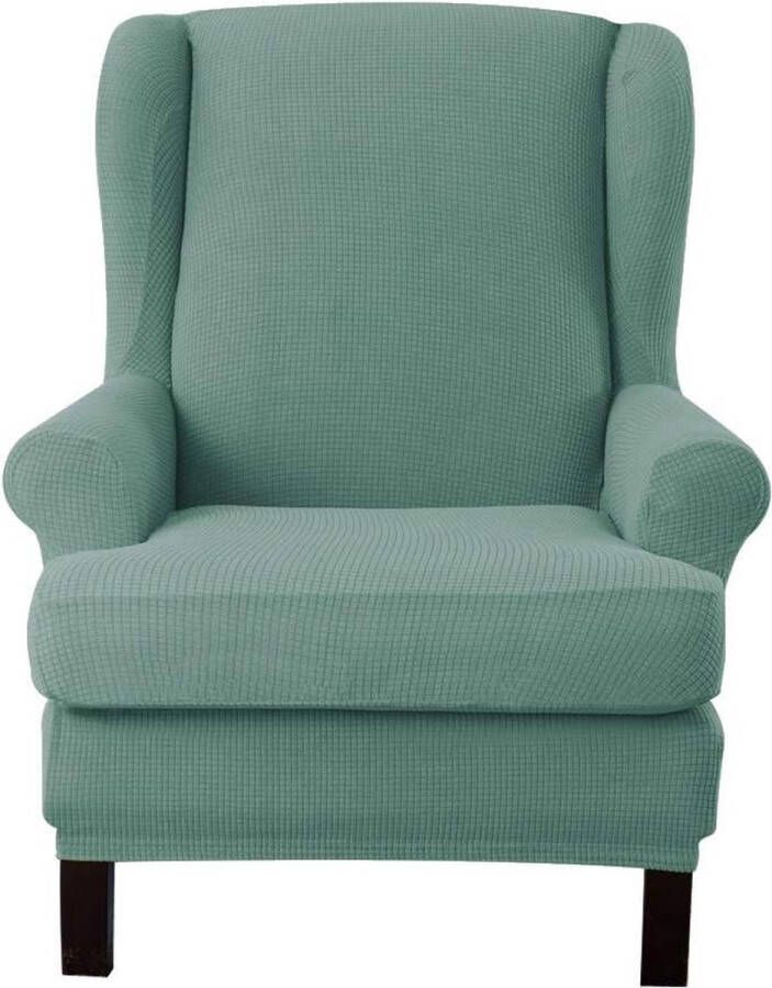 Jacquard stoelhoes fauteuilhoes elastische stretchhoes voor vleugelstoel (lichtgroen)