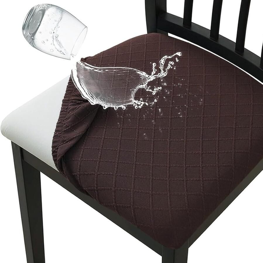 Jacquard Stoelhoes Waterdicht Geschikt voor Eetkamerstoelen 1 stuk Donkergrijs