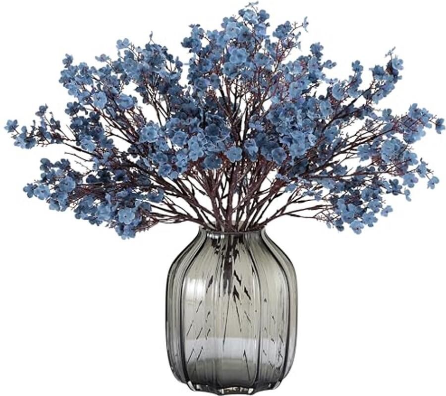 JAKY-Global Babys Breath Zijde Kunstbloemen Bulk 6 stuks voor Herfst Decor Nep Bloem Boeket Bulk voor Thuis Keuken Binnen Boeket Bloemstuk Tafel Centerpieces Party Decor (Blauwe As)