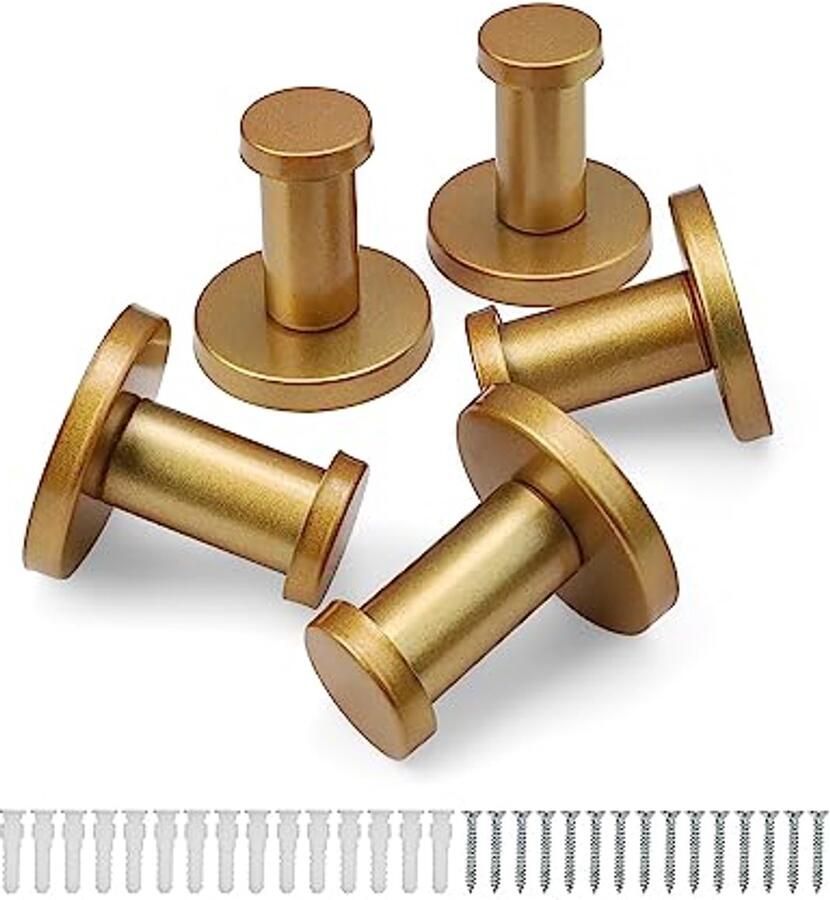 JANDH Wandkapstokken Goud 5 stuks roestvrijstalen ronde kapstokken voor keukenbadkamer
