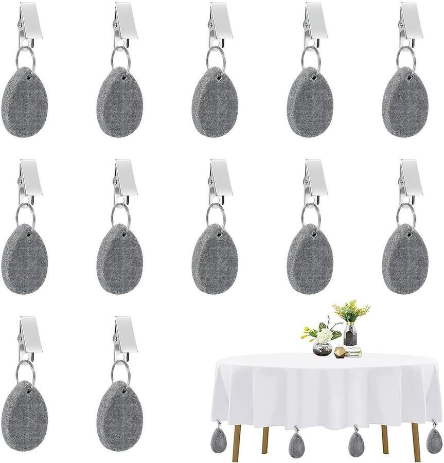 JAWAI 12 stuks tafelkleedgewichten van natuursteen tafelkleedgewichtenset steen tafelkleedgewichten Este tafelkleed geschikt voor familiefeesten bruiloften of diners