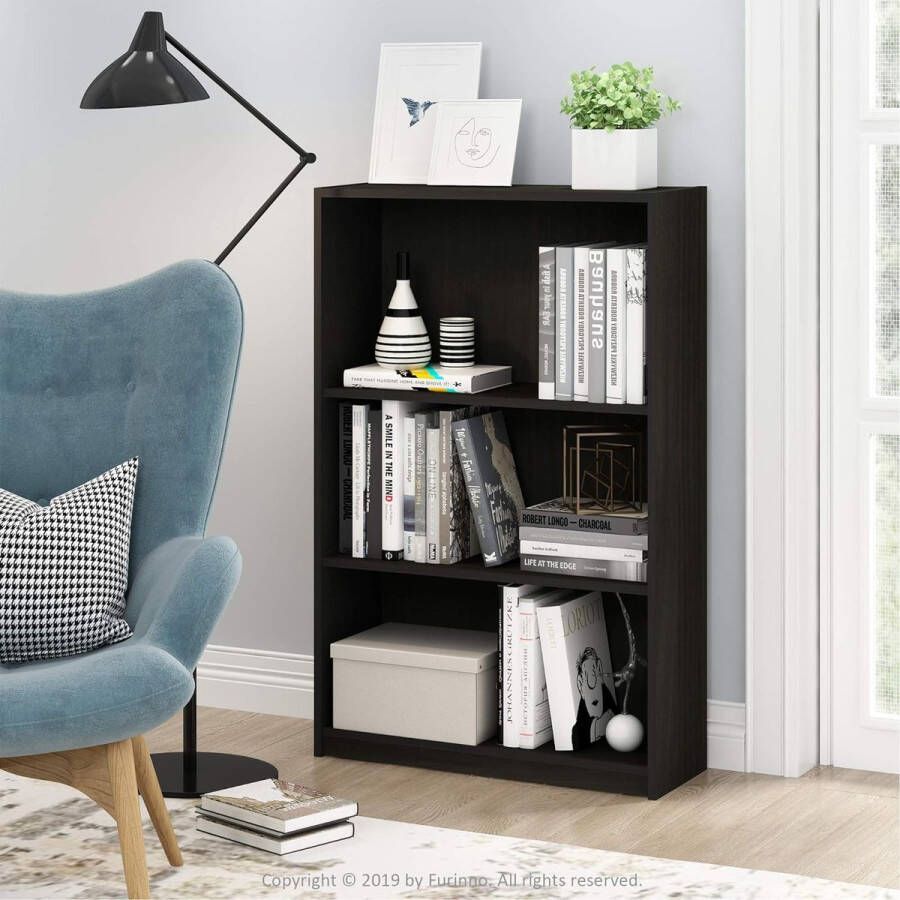 JAYA eenvoudige boekenkast hout espresso 24 13 x 24 13 x 102 36 cm