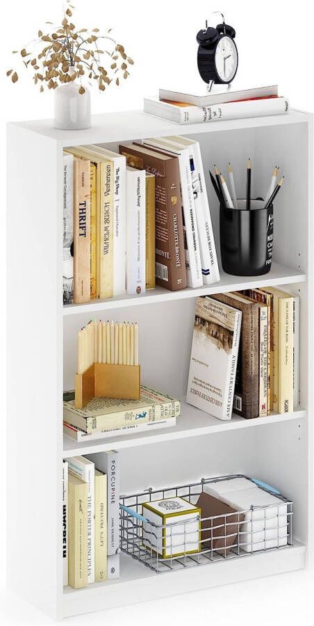 JAYA eenvoudige boekenkast hout wit 24 13 x 24 13 x 102 36 cm