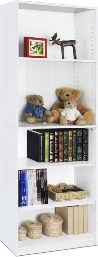 JAYA Eenvoudige boekenkast hout wit 24 13 x 24 13 x 180 85 cm