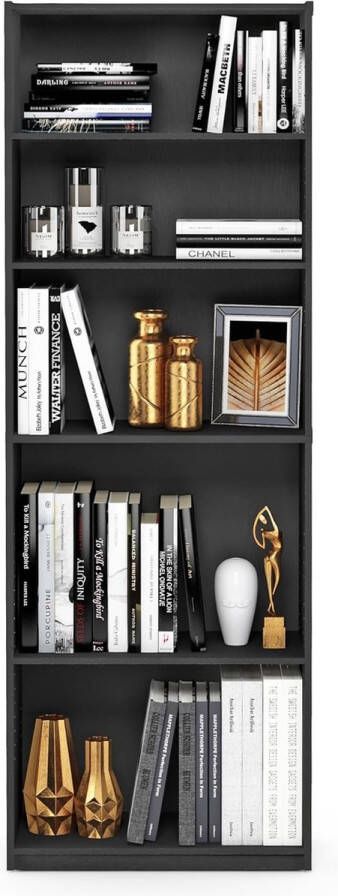 JAYA eenvoudige boekenkast hout zwart 24 13 x 24 13 x 180 85 cm