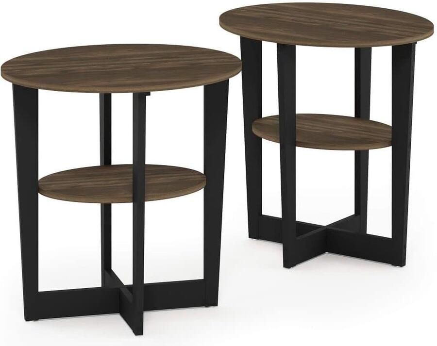 Jaya ovale bijzettafel hout Columbia walnoot zwart set van 2