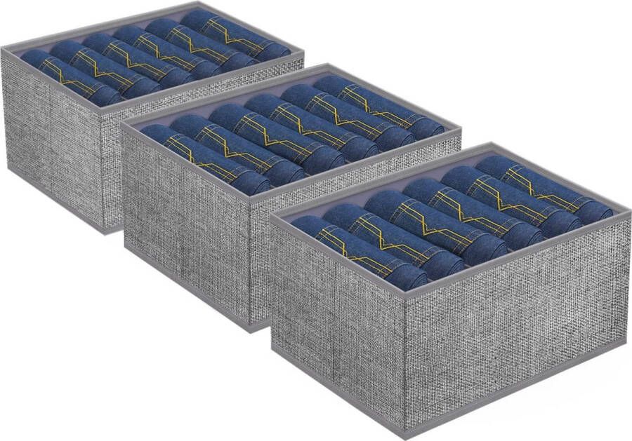 Jeans Compartiment Opvouwbare Kledingkast Opbergdozen Voor Opbergkasten Extra Grote Stijve Pe-Plaat Stoffen Voor T-Shirt Broeken Trui (Grijs（33 * 25 * 19Cm） 3 Pcs（33 * 25 * 19Cm）)