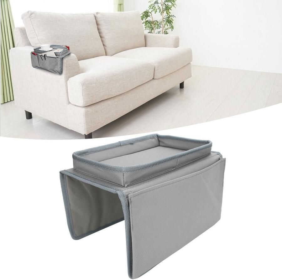 JeiibrZui 1 Opbergvak voor bankarmleuning meervoudige opslag met Afstandsbedieningshouder en Bekerhouder duurzame polyester voor bank kamer en kantoor