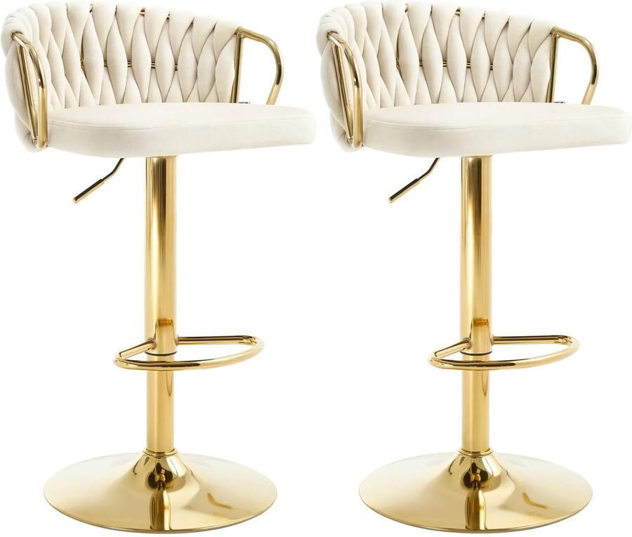 JerMore barkruk fluweel – in hoogte verstelbaar – draaibaar – compact en stijlvol – metaal & fluweel – 49 5L x 50 5B x 98H cm