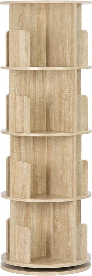 Jermore Witte Roterende Boekenkast Moderne 4-Tier Boekenplank met 16 Compartimenten Compact en Stijlvol