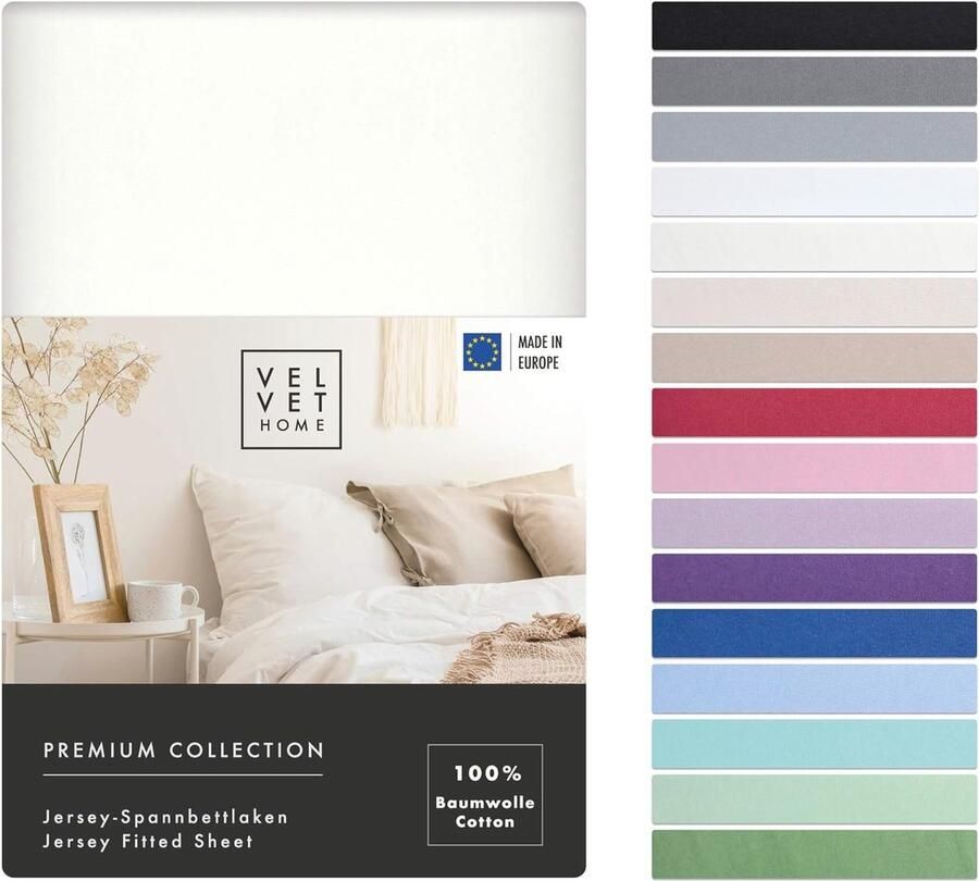 Jersey Hoeslaken 160 x 200 cm 100% Gekamd Katoen Geschikt voor Matrassen tot 25 cm Hoogte Ecru Kleur