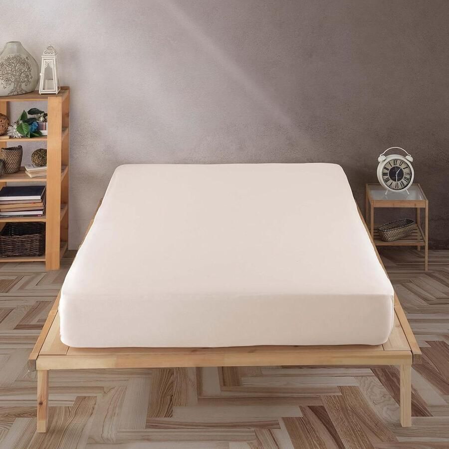 Jersey hoeslaken 160 x 200 cm beige 100% katoenen hoeslaken voor matras van 160 x 200 tot 35 cm hoogte beige dekbedovertrek 160x200