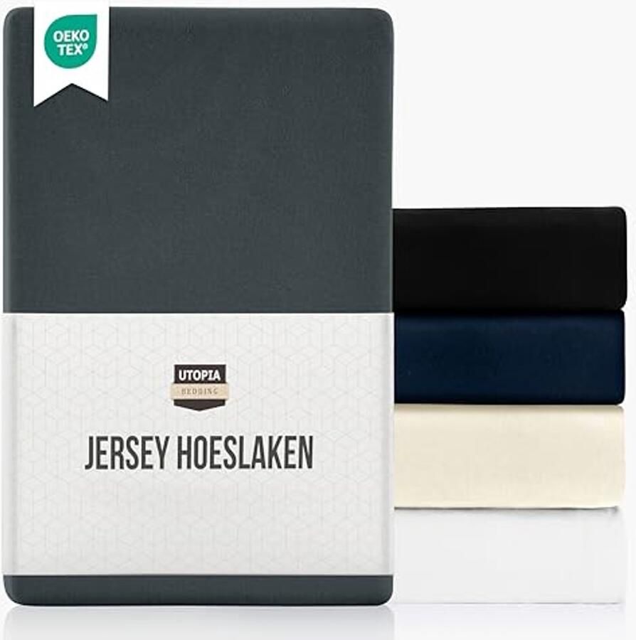 Jersey Hoeslaken Anthraciet Grijs 140 x 200 cm Geschikt voor Dikke Matrassen