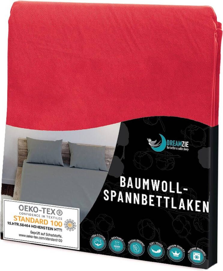 Jersey katoenen hoeslaken rood voor matras 70 x 190 x 12 cm gecertificeerd vrij van chemische en (Oeko TEX) hoeslaken met volledig elastiek