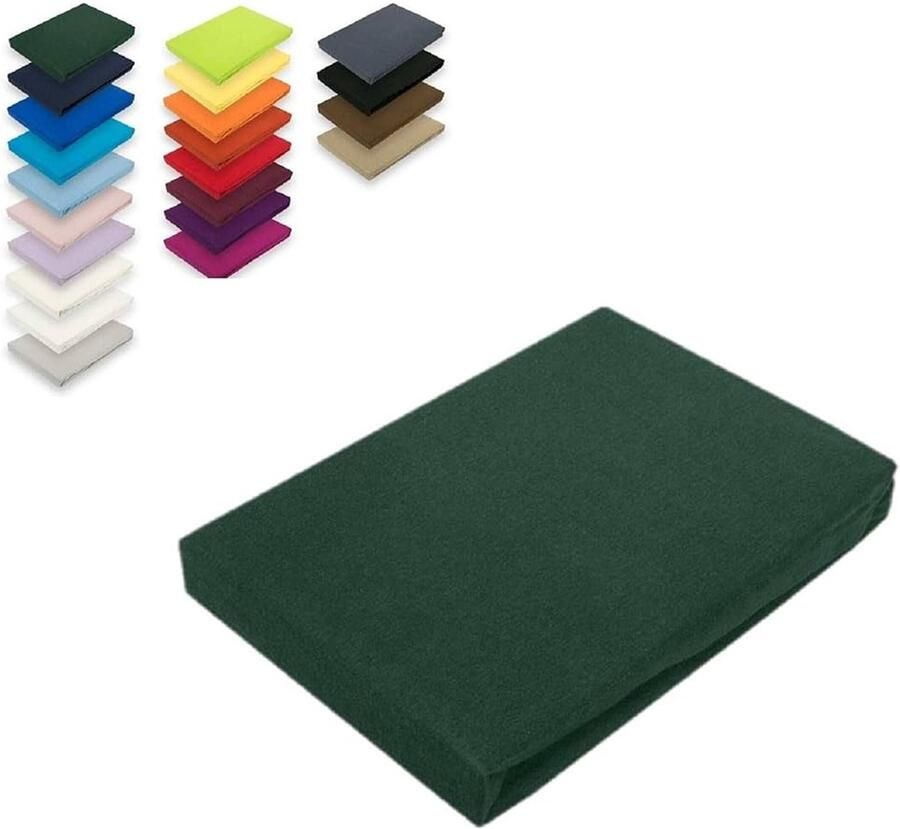 Jersey Spannbettlaken 120 x 200 cm Donkergroen Katoen