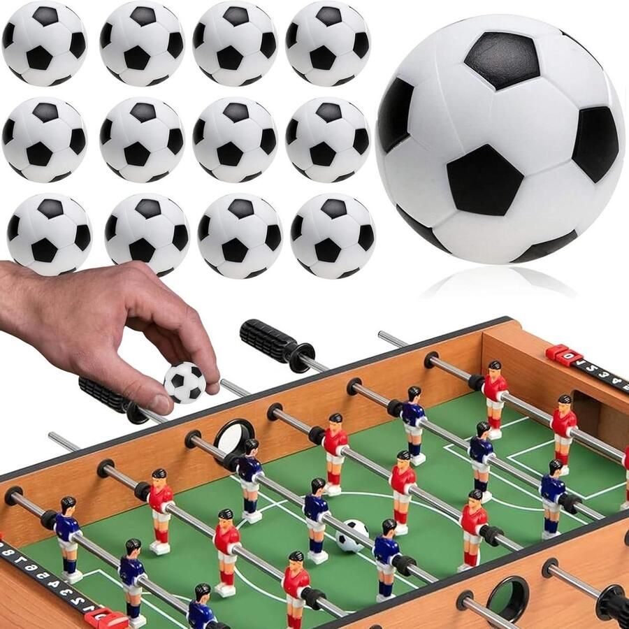 Zeynomax 12 Stuks Mini Tafelvoetbal Ballen Set voor Indoor-wedstrijden Vervangende Ballen Zwart-wit Spelbal Tafelblad Spel 36mm Standaardformaat Voetballen Cartoontafel