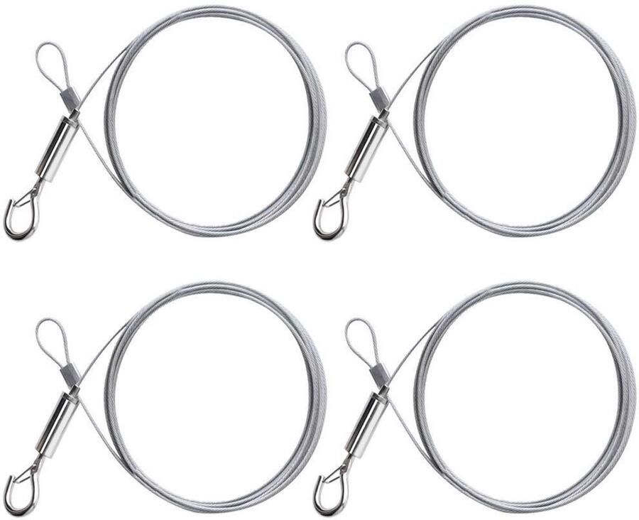 JGS Premium 4 stuks Fotolijst Ophangdraad 1.5mm * 2m Roestvrijstalen Ophangketting voor Lampen Draagvermogen tot 30kg