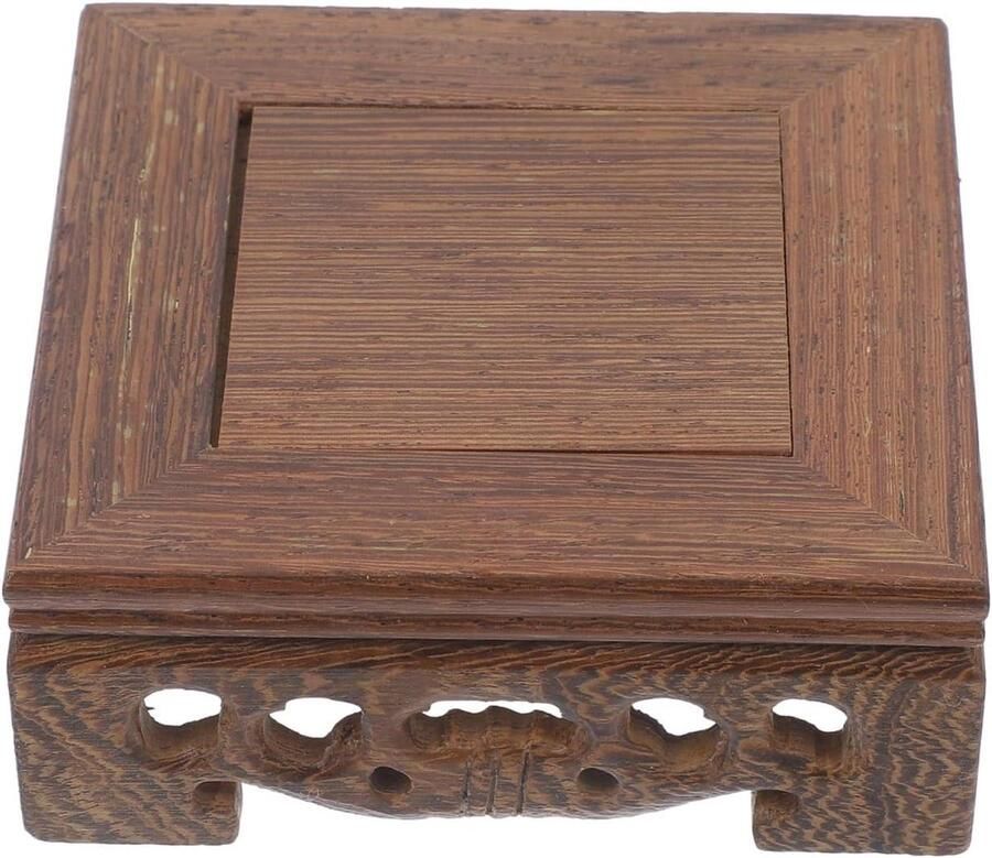 JGS Premium Decoratieve Houten Vaas Houten Tafel Wierookvat Oosterse Boeddha-standaard Binnenplanten Houten Hefbasis