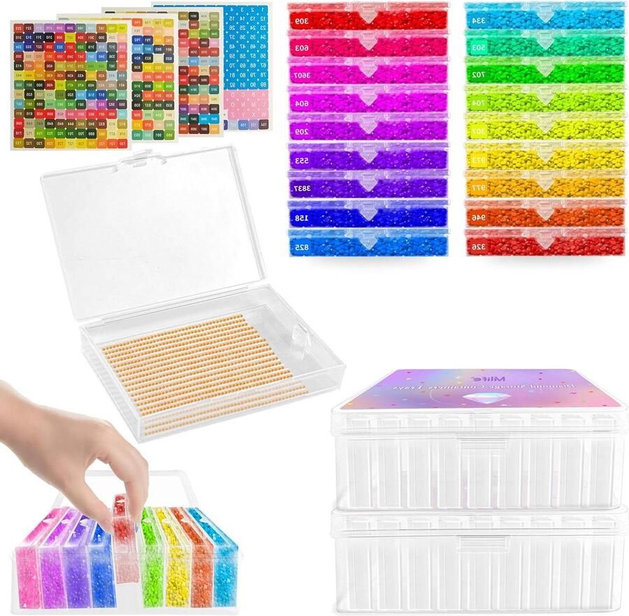 JGS Premium Opbergdoos en accessoires set voor diamantschilderijen Boot design Voor volwassenen 18 stuks