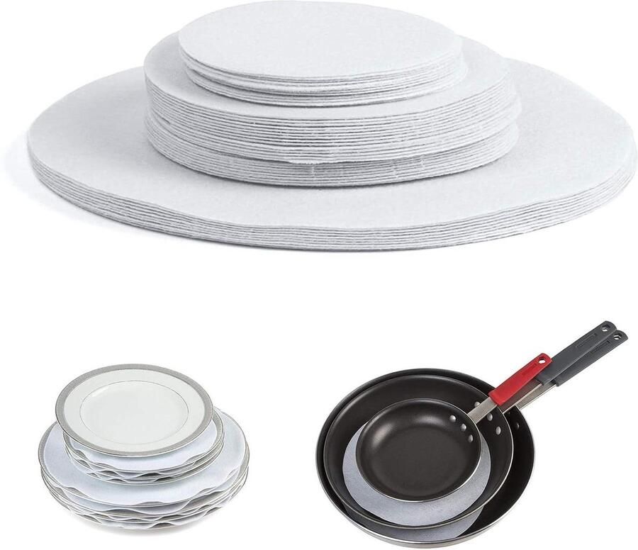 JGS Premium Vilten bordenverdelers 24 stuks voor serviesbescherming en pannenbescherming Grijs Keukenaccessoire met ronde vorm