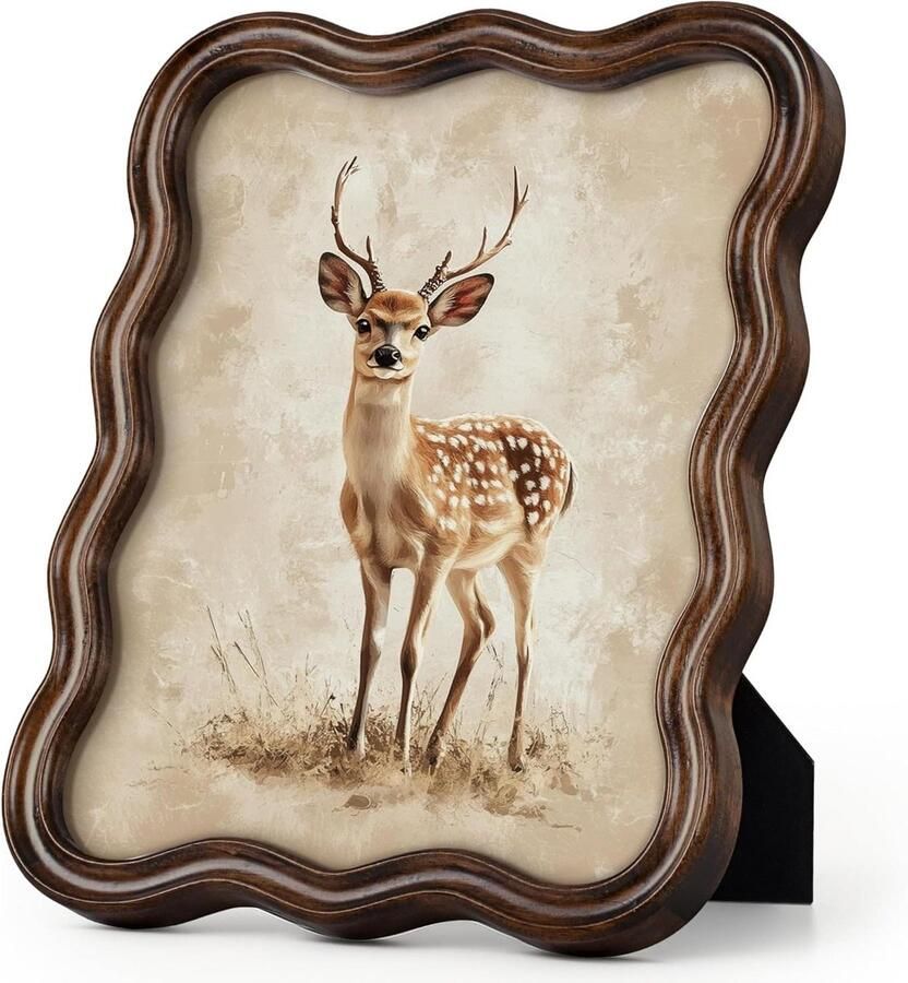 JGS Premium Vintage Houten Fotolijst 20 x 25 cm Groot Walnoot Design voor Muur en Tafel Decoratie Familie Vriend Verjaardag Oma Moeder Geschenken