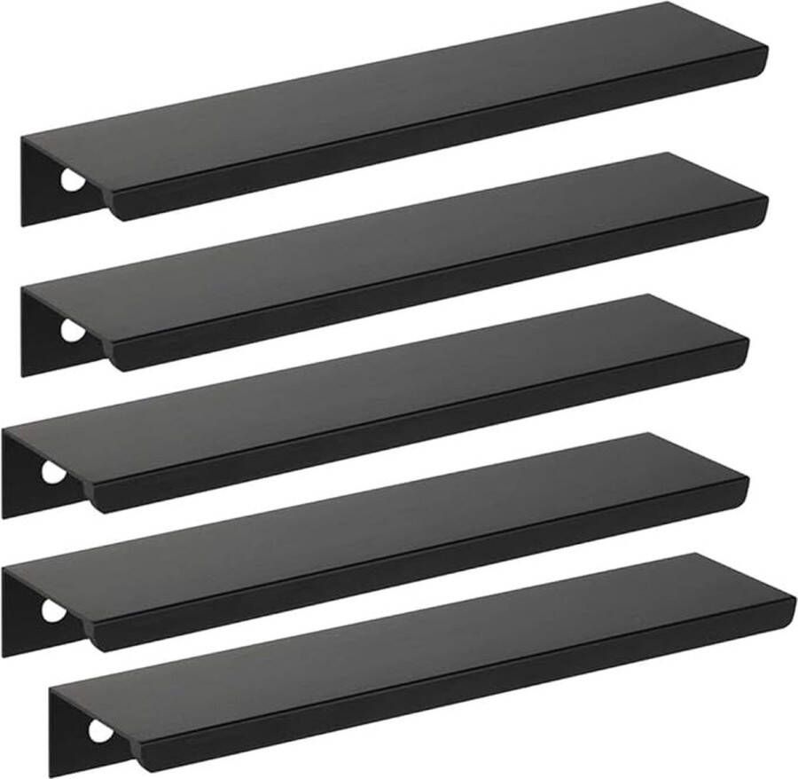 JNRFTY 5 stuks kastgrepen verborgen moderne meubelgrepen met schroeven voor slaapkamer keuken kledingkast totale lengte 800 mm zwart