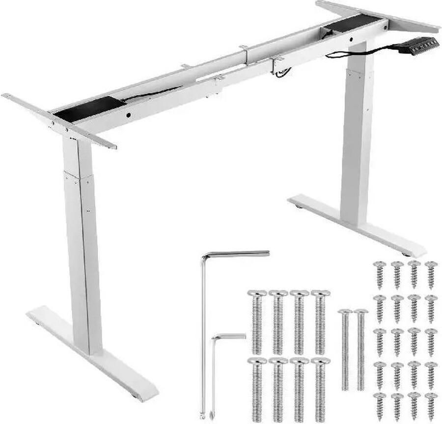 Jo-Jo s 4U Sta-bureauframe Elektrische standaardcomputer Bureaupoten Ergonomische doe-het-zelf-werkstationbasis voor thuis en op kantoor Wit