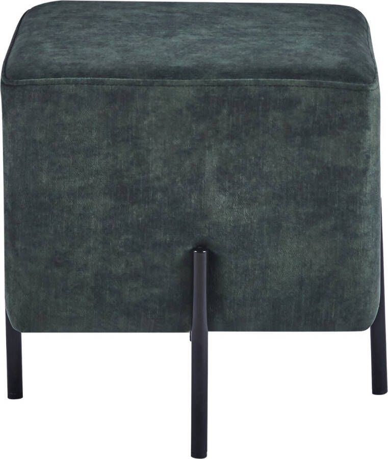 DS4U Jorg Vierkante Vintage Velvet Donkergroen Hocker 36x36x38 cm Stijlvol Uniek en Elegant Veelzijdig in Gebruik Gepoedercoat Metalen Poten Perfect voor elke Ruimte Passend bij Woonstijlen - Foto 2
