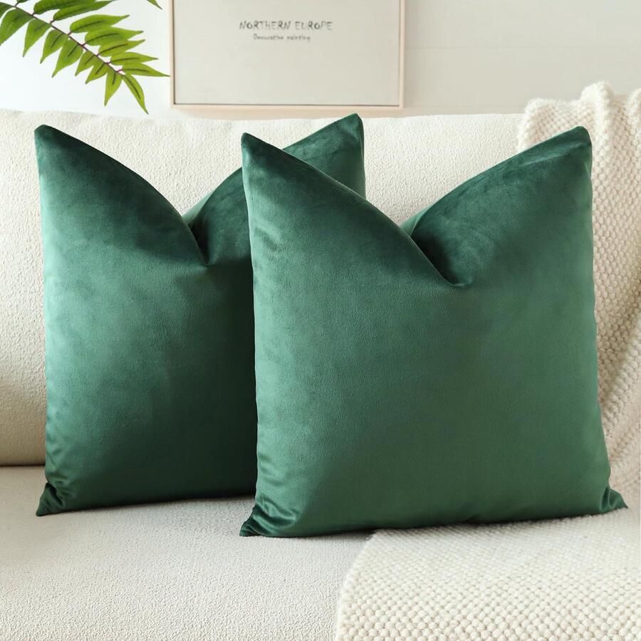 JOTOM fluwelen kussenhoes kussensloop bankkussen decoratief kussen kussenhoezen voor bank woonkamer slaapkamer set van 2 50x50 cm donkergroen