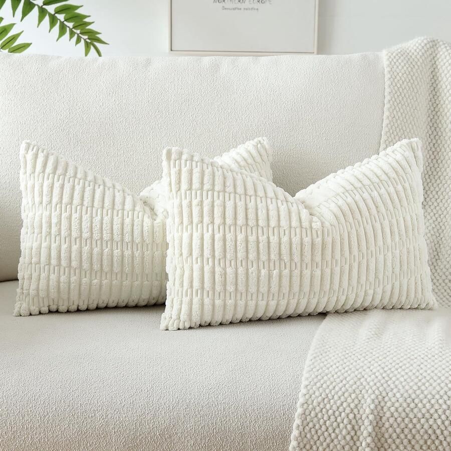 JOTOM Set van 2 Corduroy zachte kussenhoezen Moderne kussenslopen Decoratieve bankkussens Sierkussens Decoratieve kussensloop voor woonkamer Bank Slaapkamer Beige 40x60 cm