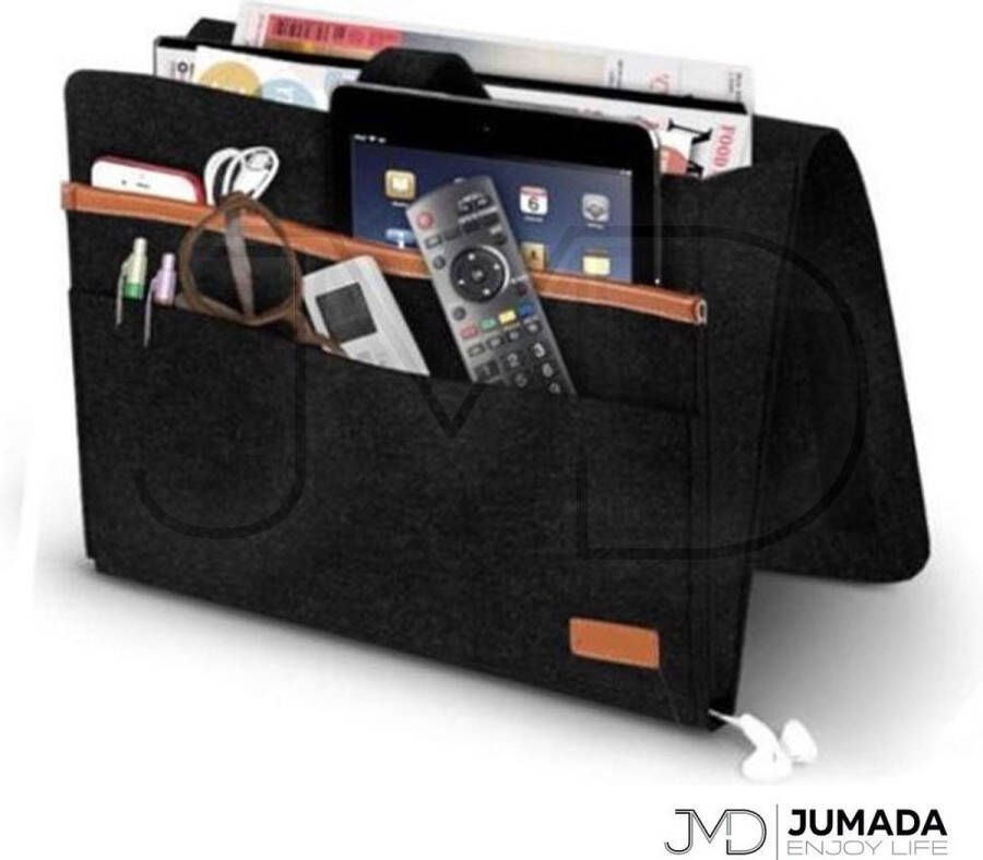 Jumada's Nachtkastje Opbergtas Tijdschriftenhouder Opbergzak Bedopberger Bed Opbergzak Bank Opbergzak Magazijn Opberger Tablet Opberger Multifunctionele Organizer- Zwart