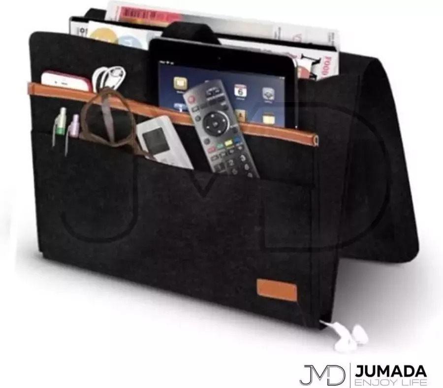 Jumada 's Nachtkastje Opbergtas Tijdschriftenhouder Opbergzak Bedopberger Bed Opbergzak Bank Opbergzak Magazijn Opberger Tablet Opberger Multifunctionele Organizer- Zwart - Foto 2