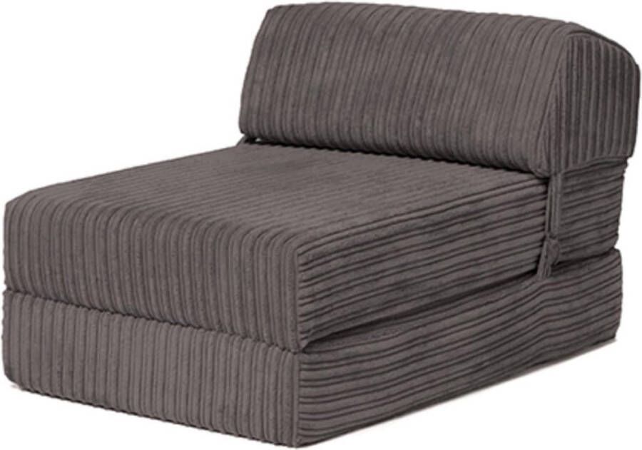 Jumbo Koord Uitklapbare Enkele Futon Z-bed Matras Bank Slaapfeestje Gastenwoonkamer Zachte en Comfortabele Stoel Lichtgewicht en Duurzame Kwaliteit Snoerstof Meubilair (Houtskool)